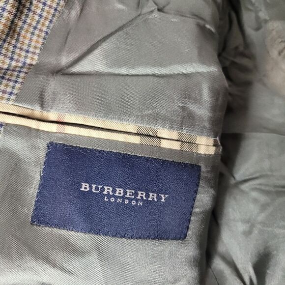 Burberry London Mens 43 S Jacket Glen Check Orange 2 Button Single Vent Blazer - Picture 10 of 15